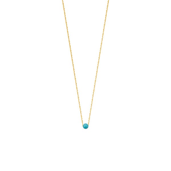 Collier Claverin Simply Mini en or jaune et perle turquoise - SOLDAT