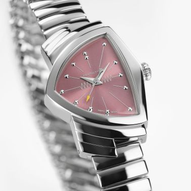 Montre Hamilton Ventura Quartz S cadran rose bracelet acier