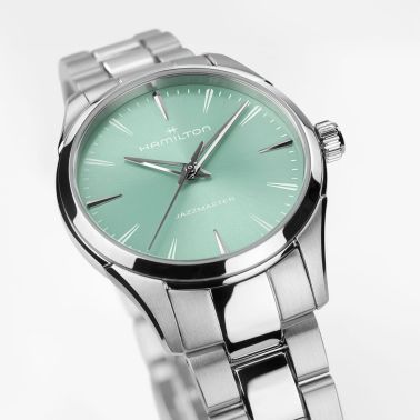 Montre Hamilton Jazzmaster Quartz automatique cadran bleu bracelet acier 32 mm
