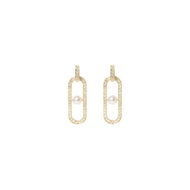Dinh van Maillon Perle Earrings in yellow gold and Akoya pearls