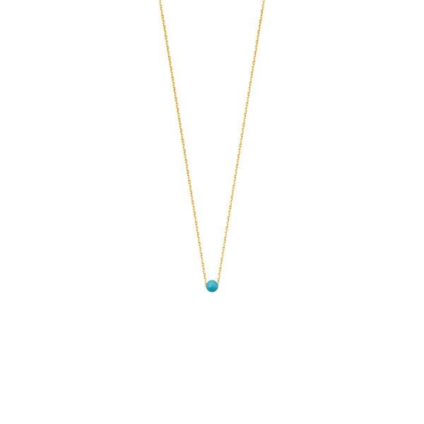 Collier Claverin Simply Mini en or jaune et perle turquoise - SOLDAT PL