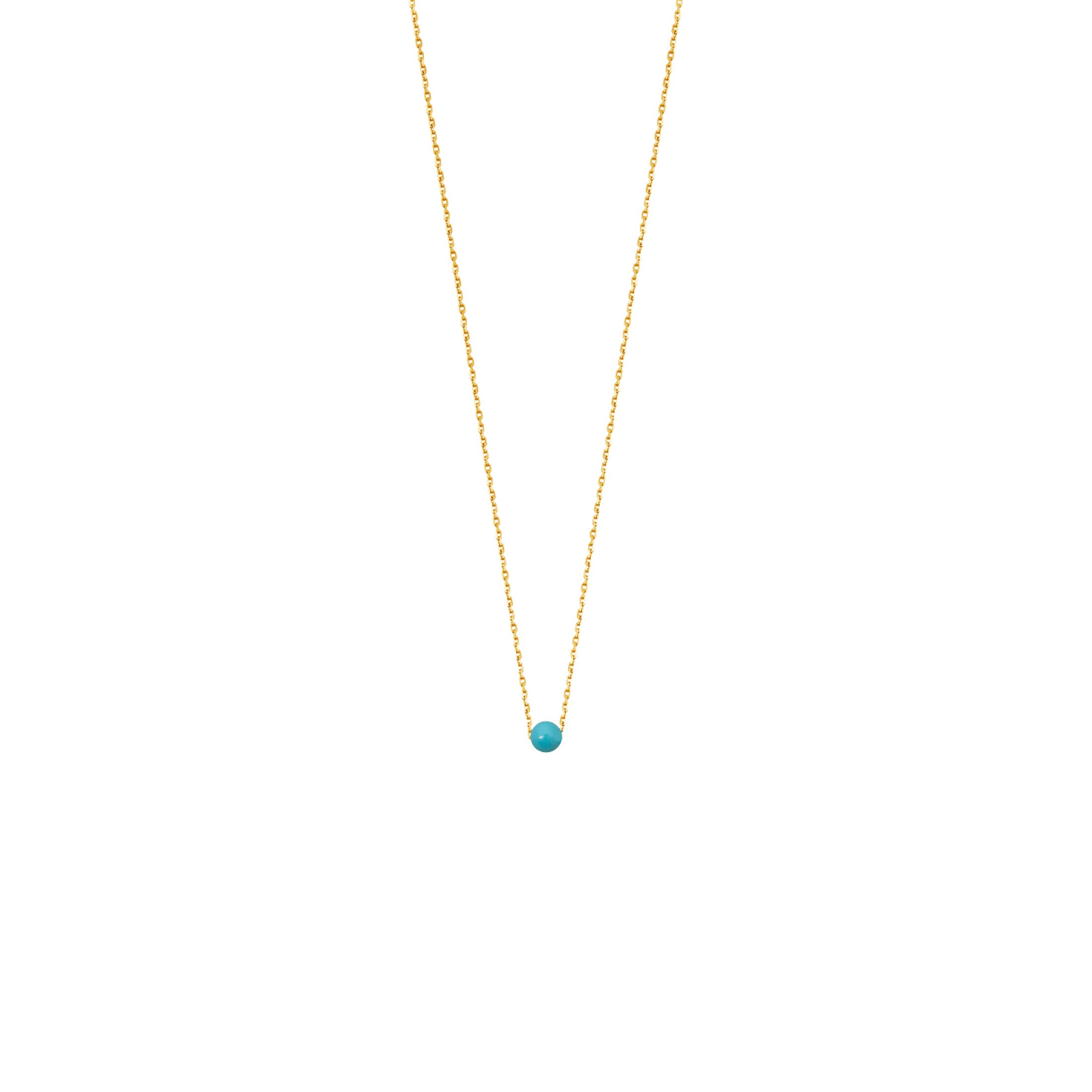 Collier Claverin Simply Mini en or jaune et perle turquoise - SOLDAT PL