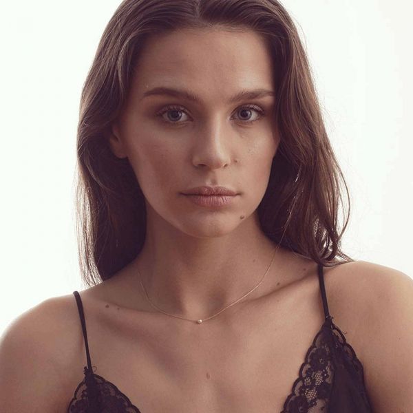 Collier Claverin Simply Mini en or jaune et perle rose