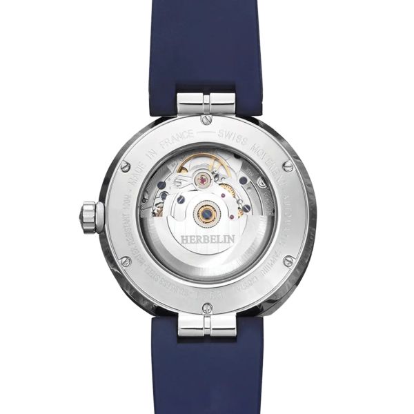 Montre Herbelin Newport Automatique cadran bleu bracelet caoutchouc 42mm