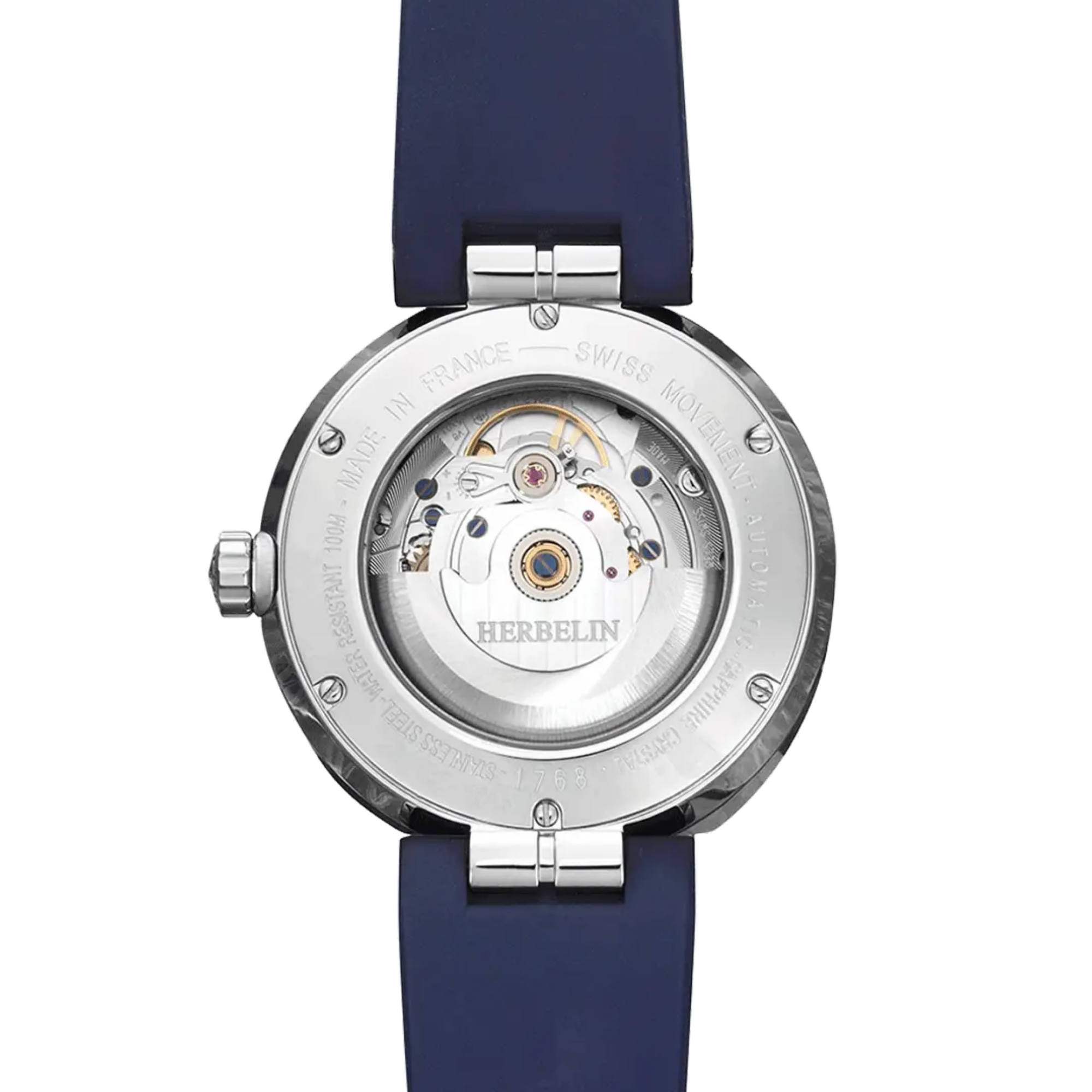 Montre Herbelin Newport Automatique cadran bleu bracelet caoutchouc 42mm