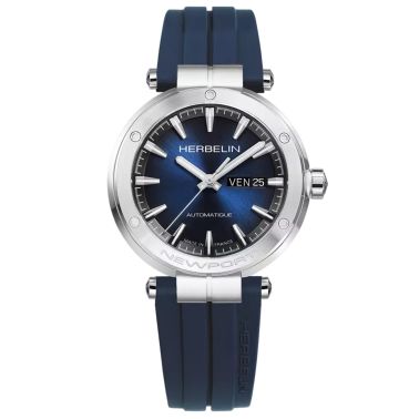 Montre Herbelin Newport Automatique cadran bleu bracelet caoutchouc 42mm