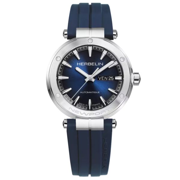 Montre Herbelin Newport Automatique cadran bleu bracelet caoutchouc 42mm