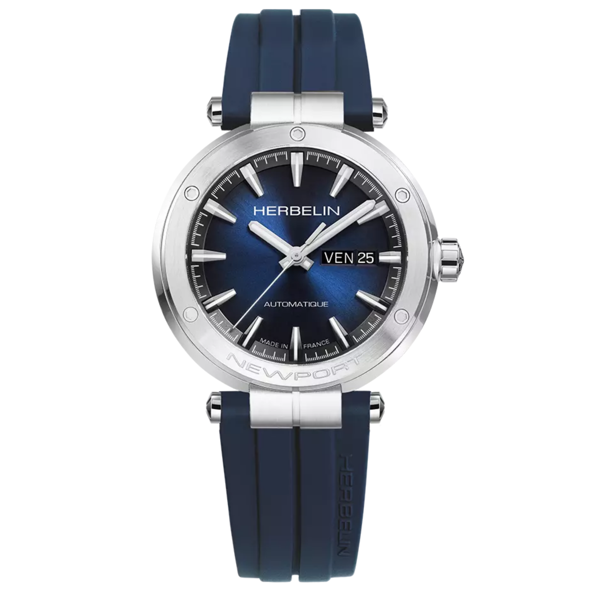 Montre Herbelin Newport Automatique cadran bleu bracelet caoutchouc 42mm