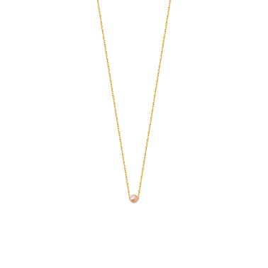 Collier Claverin Simply Mini en or jaune et perle rose