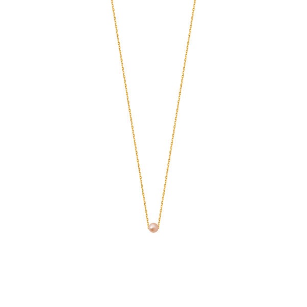 Collier Claverin Simply Mini en or jaune et perle rose