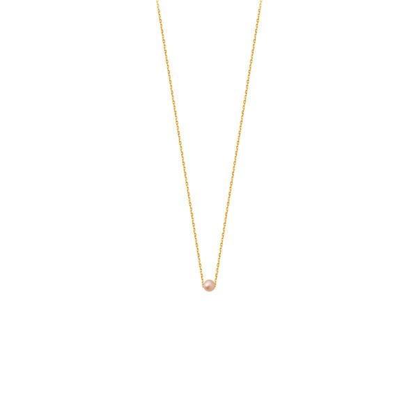 Collier Claverin Simply Mini en or jaune et perle rose