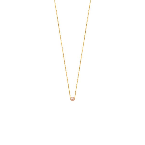 Collier Claverin Simply Mini en or jaune et perle rose - SOLDAT PL