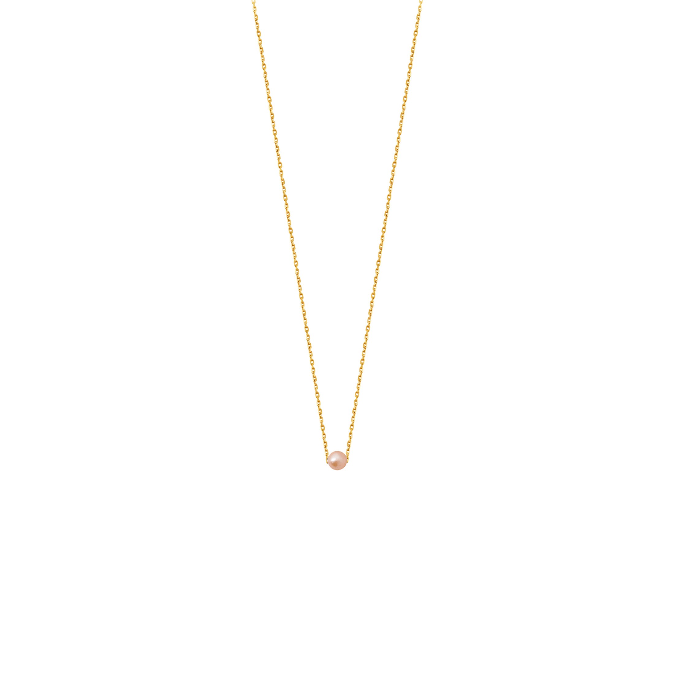 Collier Claverin Simply Mini en or jaune et perle rose