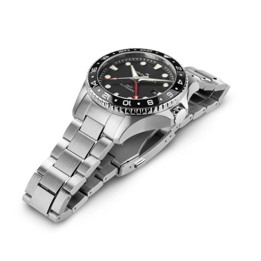 Hamilton Khaki Navy Scuba Automatic GMT Watch Black Dial Steel Bracelet 43 mm