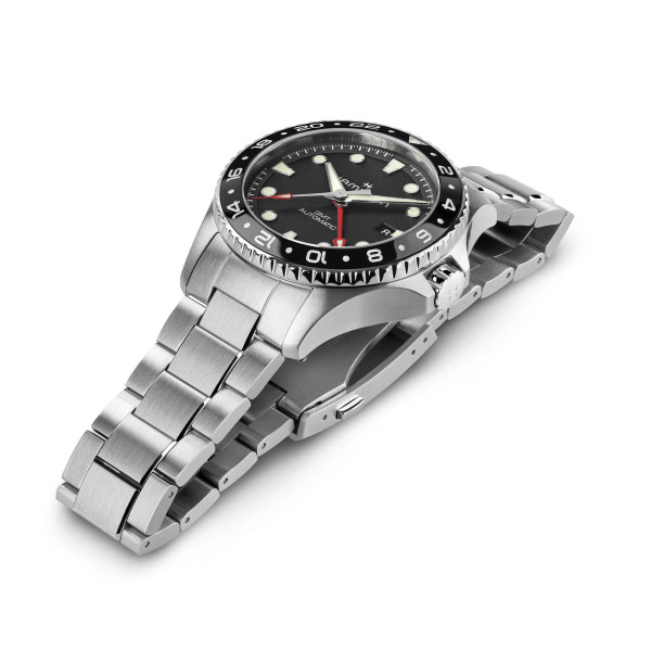 Hamilton Khaki Navy Scuba Automatic GMT Watch Black Dial Steel Bracelet 43 mm
