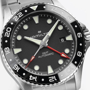 Hamilton Khaki Navy Scuba Automatic GMT Watch Black Dial Steel Bracelet 43 mm