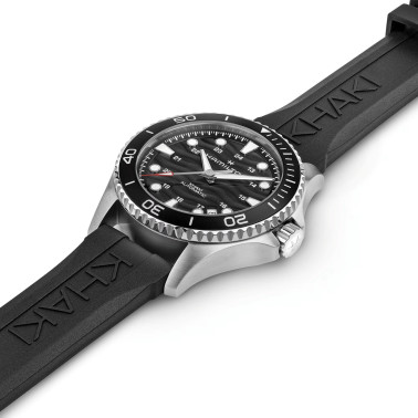 Hamilton Khaki Navy Scuba automatic watch black dial black bezel rubber bracelet 40 mm