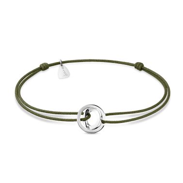 Bracelet Lepage Alba cordon kaki et or blanc