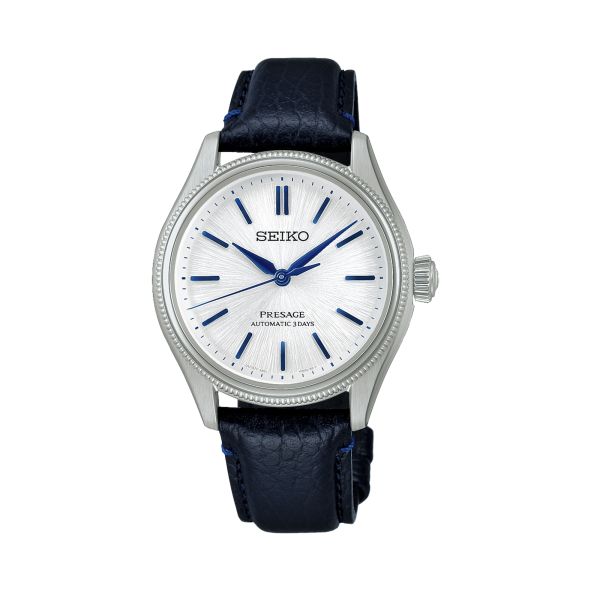 Montre Seiko Presage Classic Series automatique cadran blanc bracelet cuir 36 mm