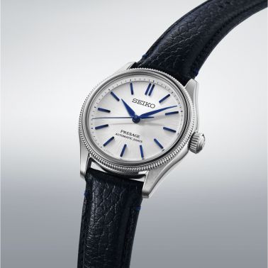 Montre Seiko Presage Classic Series automatique cadran blanc bracelet cuir 36 mm