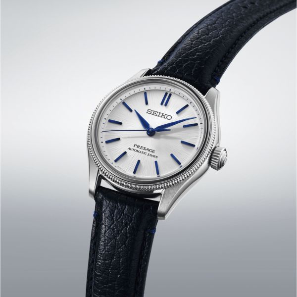 Montre Seiko Presage Classic Series automatique cadran blanc bracelet cuir 36 mm