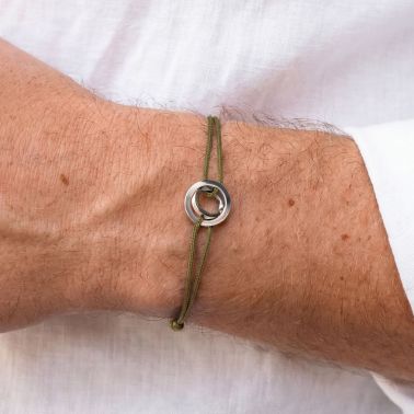 Bracelet Lepage Alba cordon kaki et or blanc