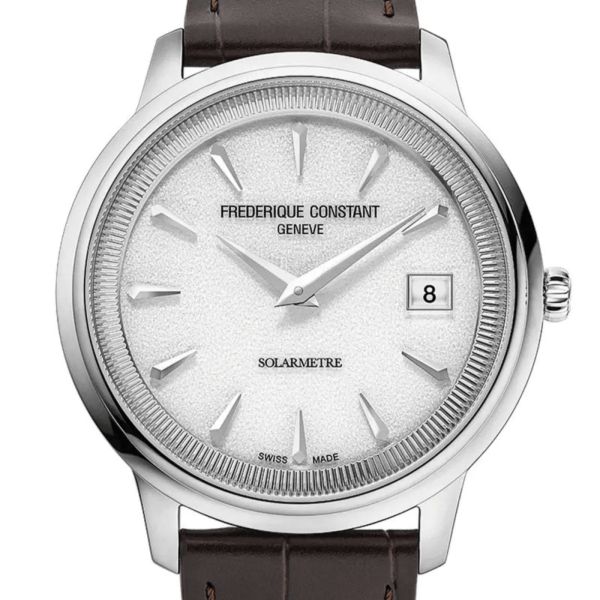 Frédérique Constant Classics Moneta Solarmetre quartz white dial leather strap 39 mm