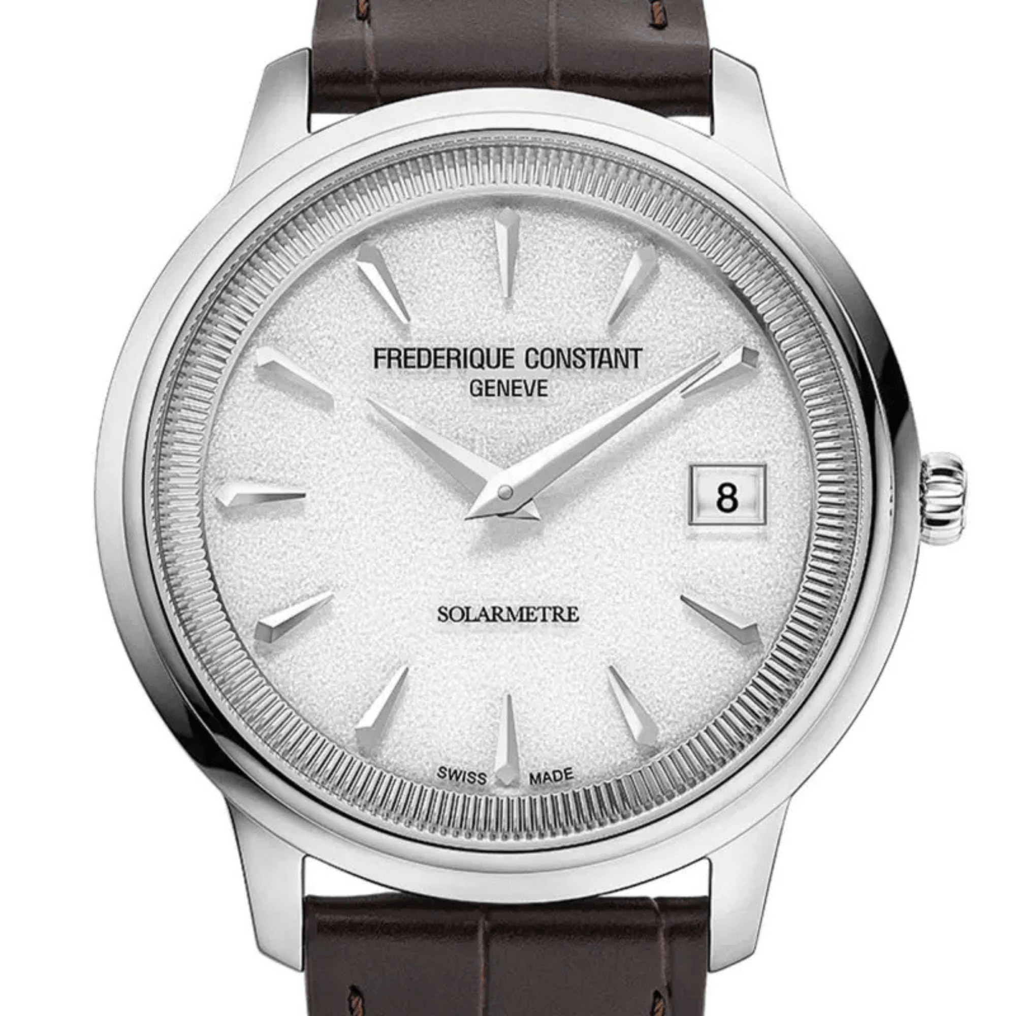 Frédérique Constant Classics Moneta Solarmetre quartz white dial leather strap 39 mm