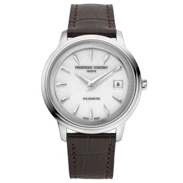 Frédérique Constant Classics Moneta Solarmetre quartz white dial leather strap 39 mm