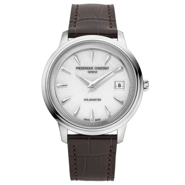 Frédérique Constant Classics Moneta Solarmetre quartz white dial leather strap 39 mm