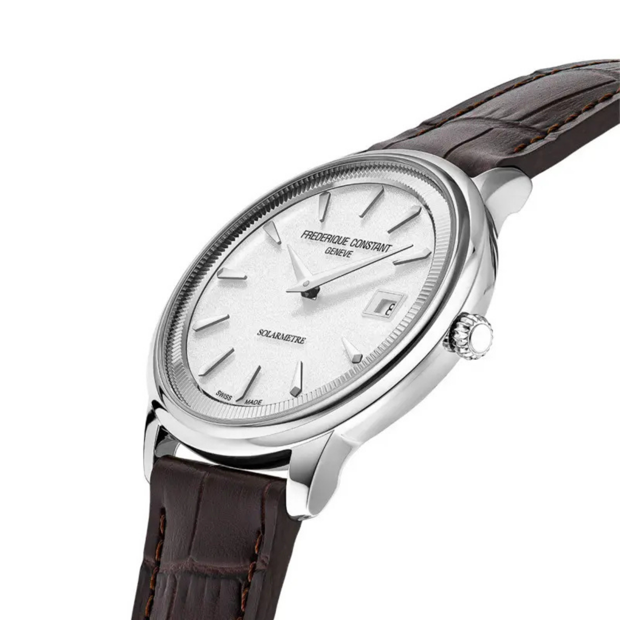 Frédérique Constant Classics Moneta Solarmetre quartz white dial leather strap 39 mm