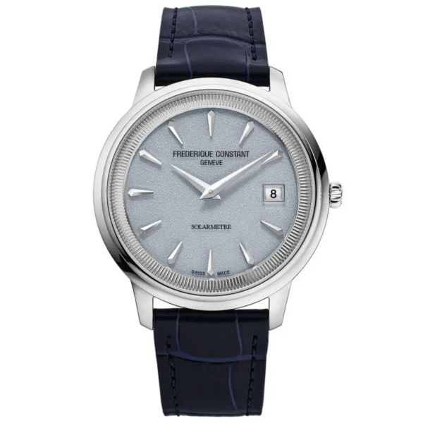 Frédérique Constant Classics Moneta Solarmetre quartz blue dial leather strap 39 mm