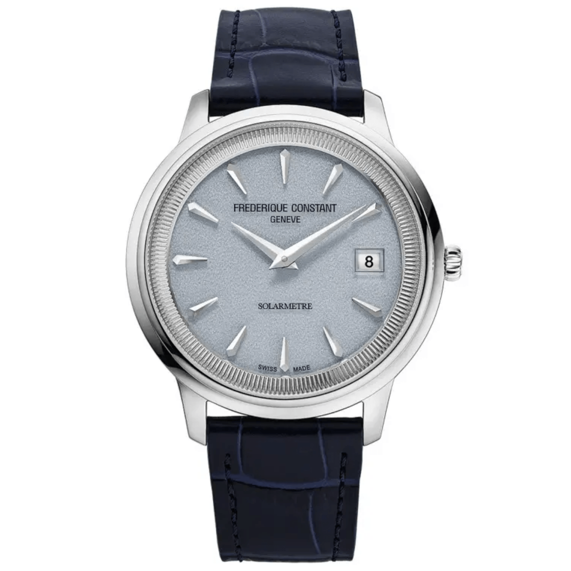 Frédérique Constant Classics Moneta Solarmetre quartz blue dial leather strap 39 mm