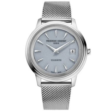 Frédérique Constant Classics Moneta Solarmetre quartz blue dial leather strap 39 mm