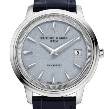 Frédérique Constant Classics Moneta Solarmetre quartz blue dial leather strap 39 mm