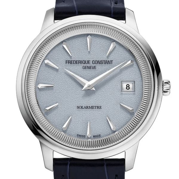 Frédérique Constant Classics Moneta Solarmetre quartz blue dial leather strap 39 mm