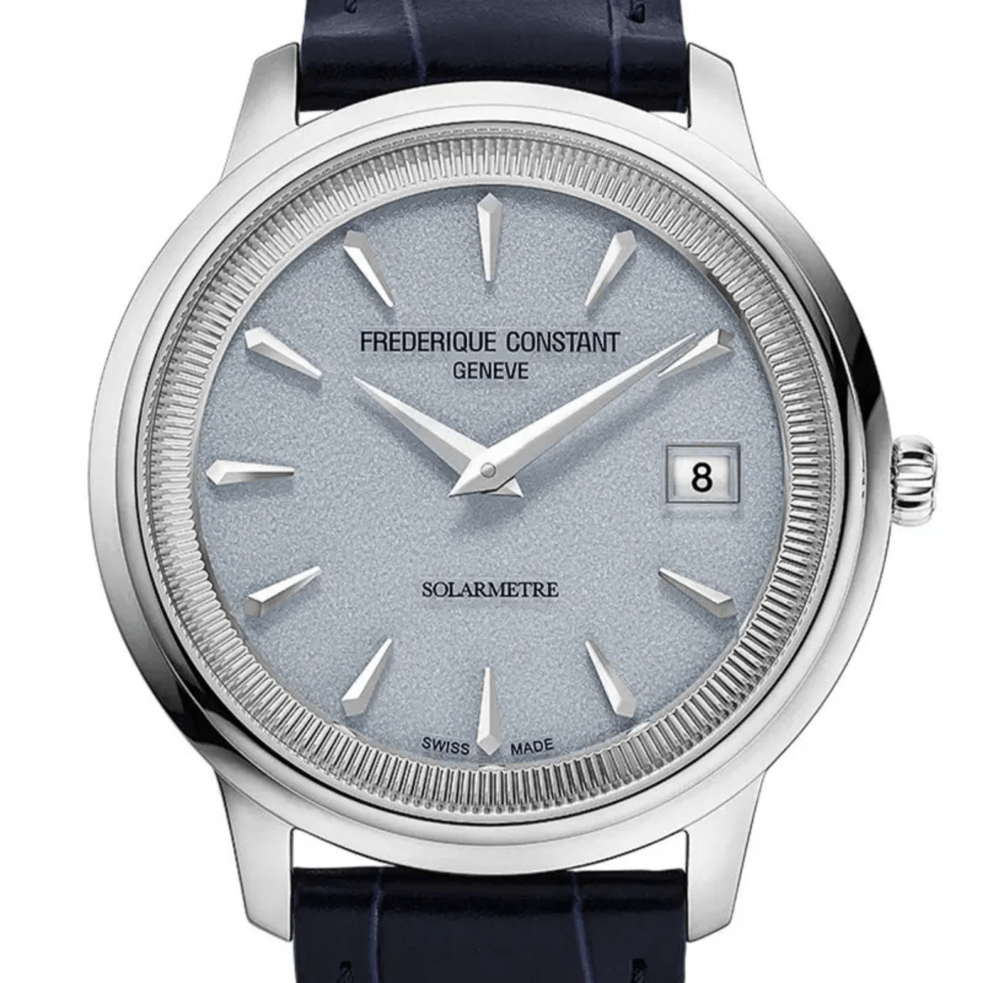Frédérique Constant Classics Moneta Solarmetre quartz blue dial leather strap 39 mm