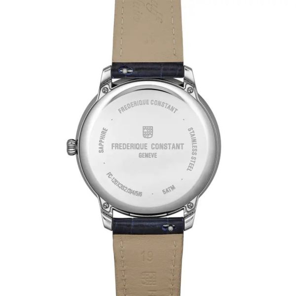 Frédérique Constant Classics Moneta Solarmetre quartz blue dial leather strap 39 mm