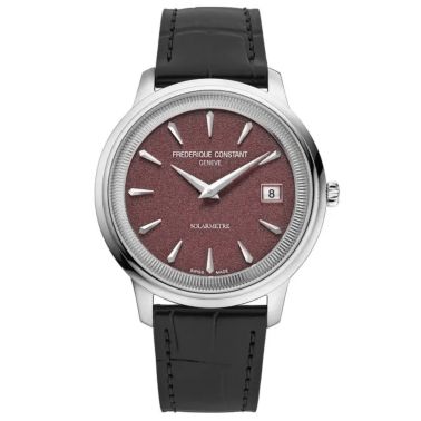 Frédérique Constant Classics Moneta Solarmetre quartz red dial leather strap 39 mm