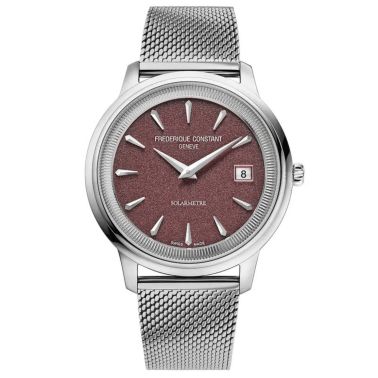 Frédérique Constant Classics Moneta Solarmetre quartz red dial leather strap 39 mm