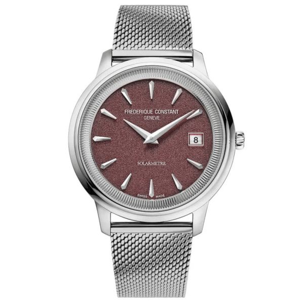 Frédérique Constant Classics Moneta Solarmetre quartz red dial leather strap 39 mm