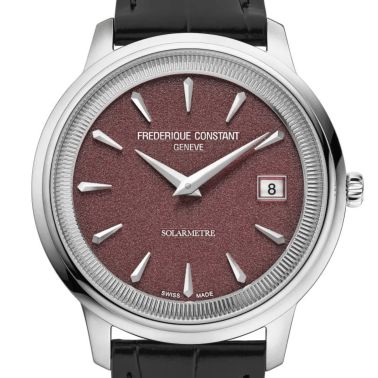 Frédérique Constant Classics Moneta Solarmetre quartz red dial leather strap 39 mm