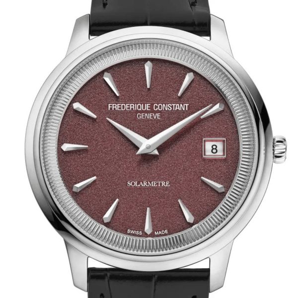 Frédérique Constant Classics Moneta Solarmetre quartz red dial leather strap 39 mm