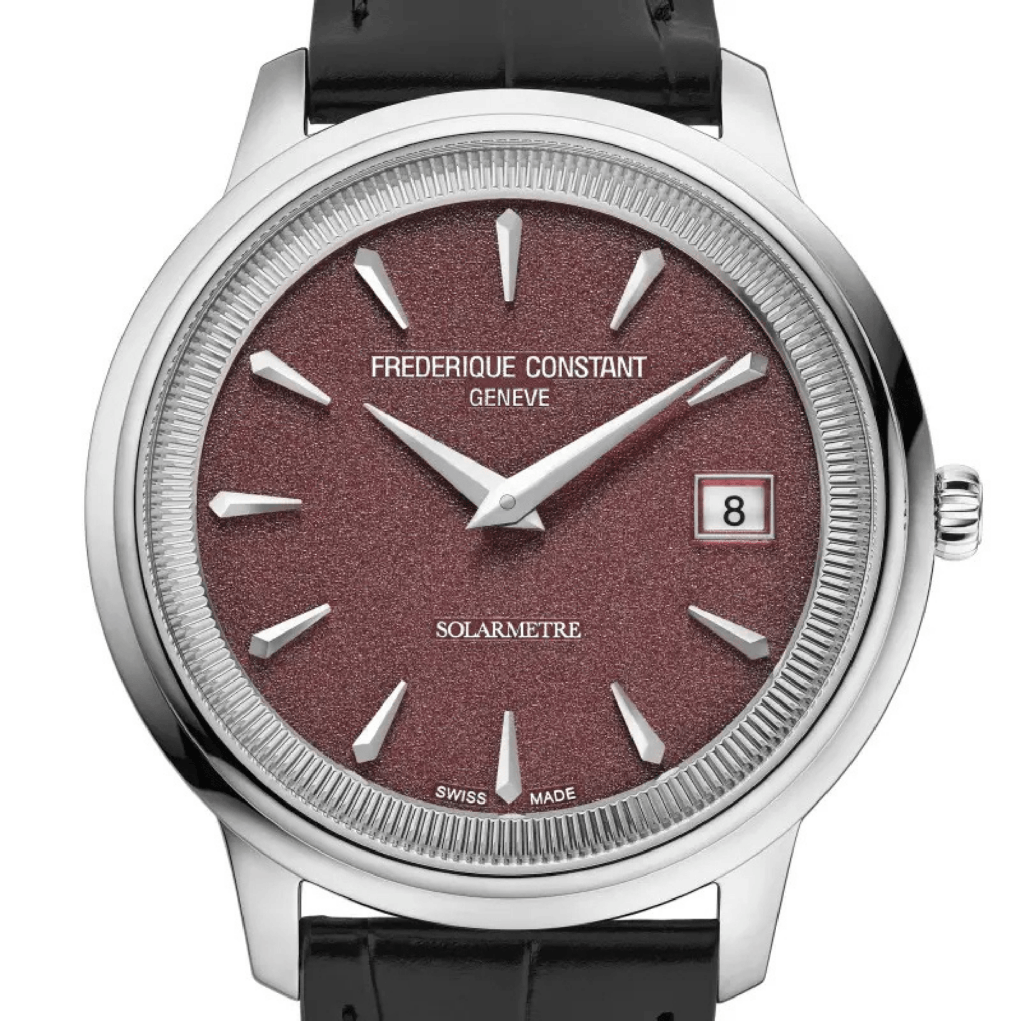 Frédérique Constant Classics Moneta Solarmetre quartz red dial leather strap 39 mm