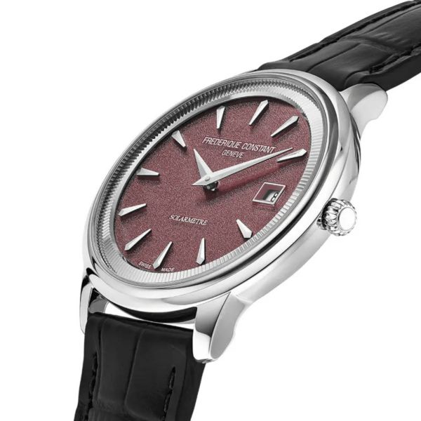 Frédérique Constant Classics Moneta Solarmetre quartz red dial leather strap 39 mm