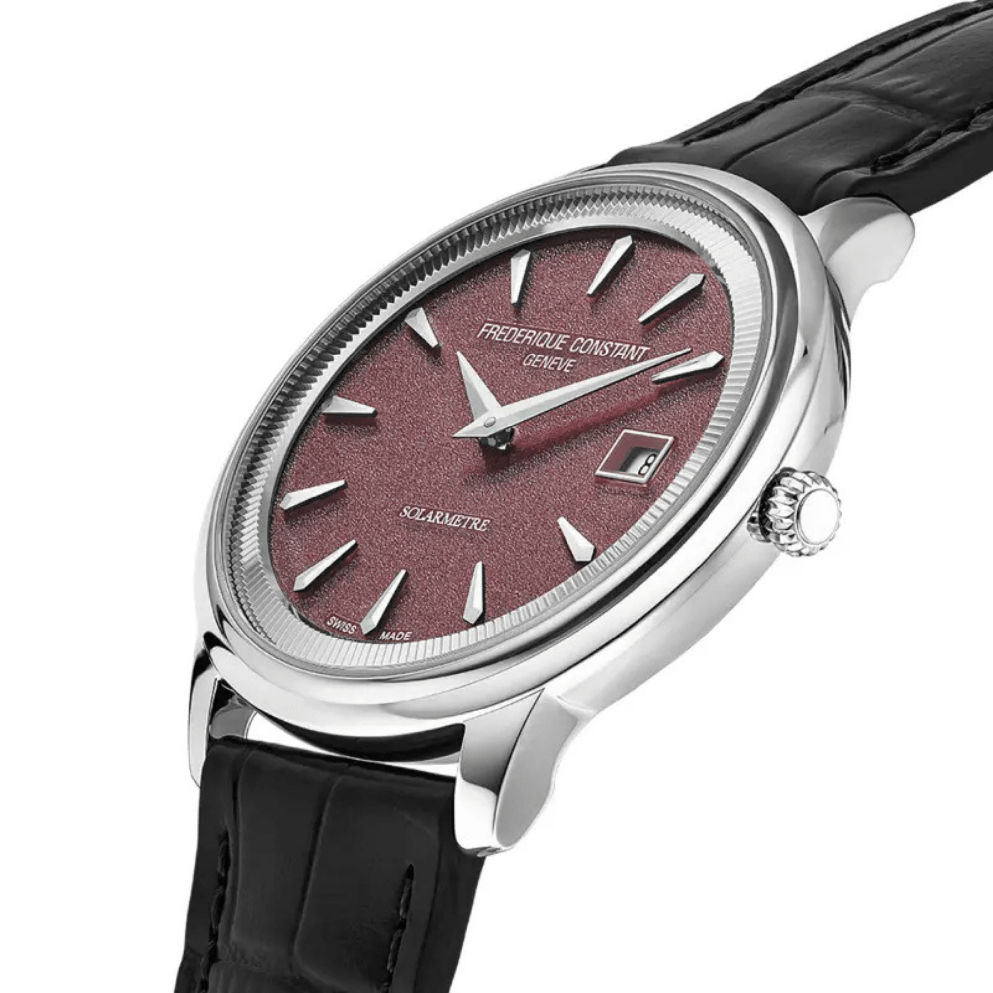 Frédérique Constant Classics Moneta Solarmetre quartz red dial leather strap 39 mm