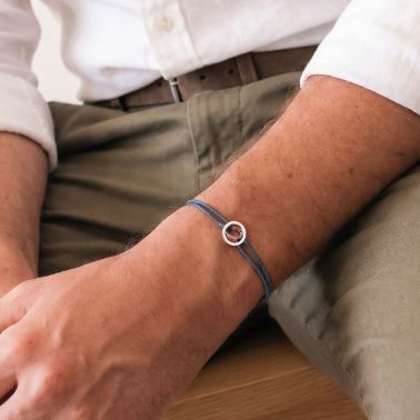 Bracelet Lepage Alba cordon gris et or blanc
