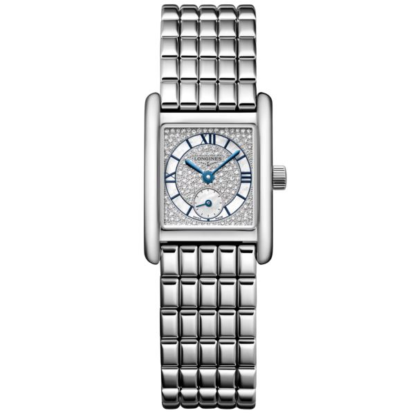 Montre Longines Mini DolceVita quartz cadran nacre blanche bracelet acier 21.5 x 29 mm