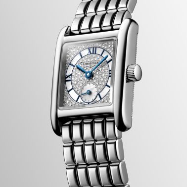 Montre Longines Mini DolceVita quartz cadran nacre blanche bracelet acier 21.5 x 29 mm