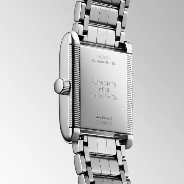 Montre Longines Mini DolceVita quartz cadran nacre blanche bracelet acier 21.5 x 29 mm